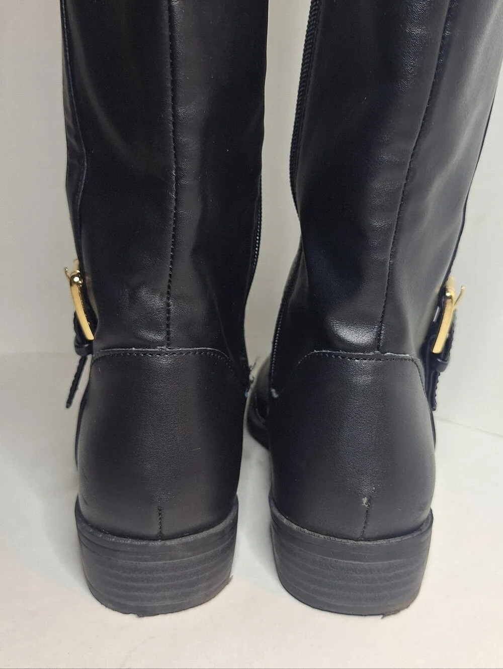 Karen Scott Faux Leather Black Tall Riding Boots Buckle Accent Wmns Size 8.5w WC